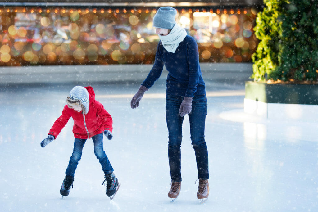 Family ice skating